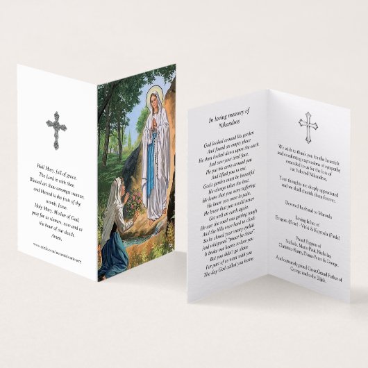 Katholische Gebetskarte | Unsere Lady Lourdes 2 (Innenseite und Außenseite)