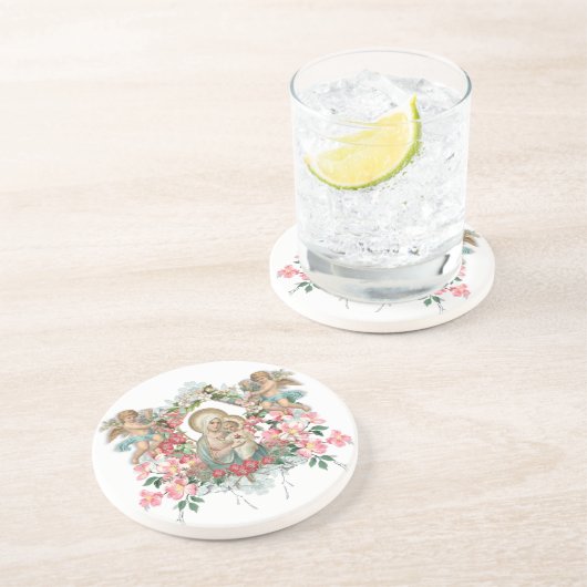 Katholische gesegnete Jungfrau Mary Baby Jesus Flo Getränkeuntersetzer (Seite)