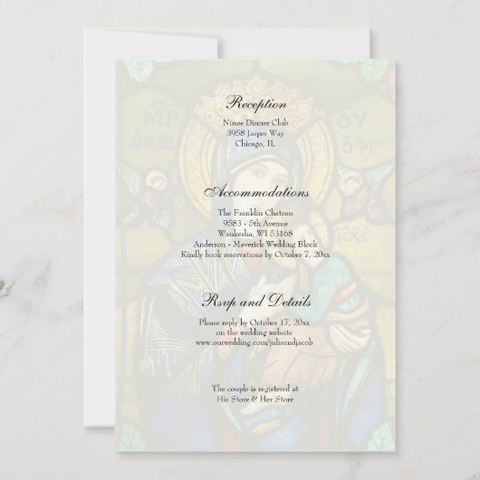 Katholische Glashochzeit Einladung (Rückseite)