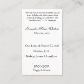 Katholische Glaubensbekenntnisse Visitenkarte (Rückseite)