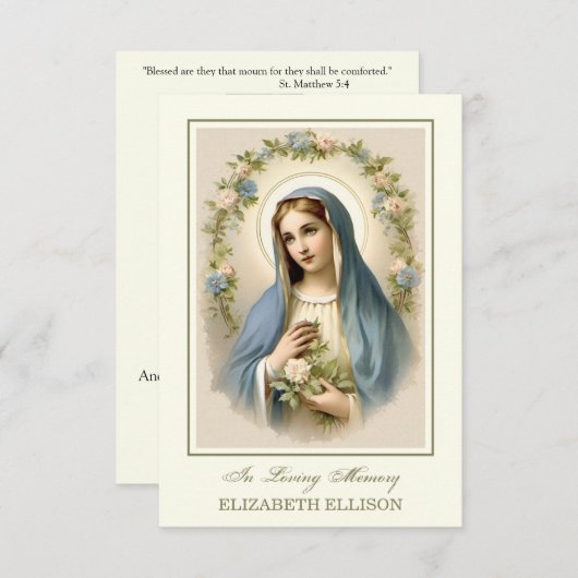 Katholische Glücksmutter Mary Beerdigung Gebetskar Begleitkarte (Vorne/Hinten)