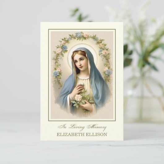 Katholische Glücksmutter Mary Beerdigung Gebetskar Begleitkarte (Stehend Vorderseite)