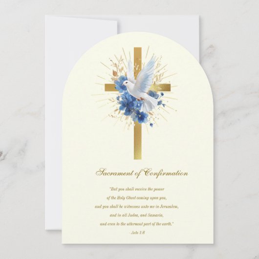 Katholische Goldene Bestätigung Dove Pink Roses Einladung (Rückseite)