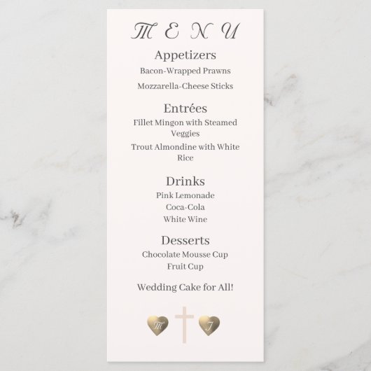 katholische Grace Menükarte (Vorderseite)