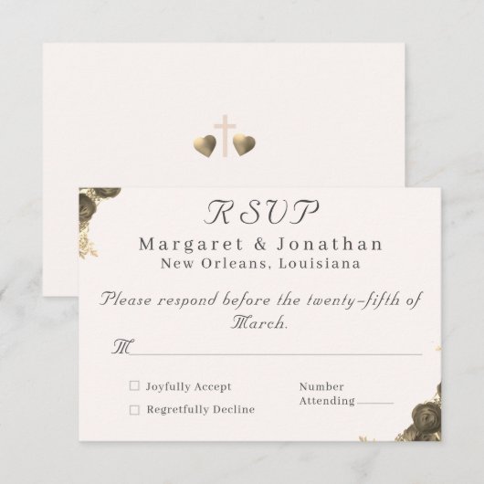 Katholische Grace Wedding RSVP Karte (Vorne/Hinten)