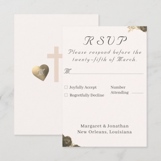 Katholische Grace Wedding RSVP Karte (Vorne/Hinten)