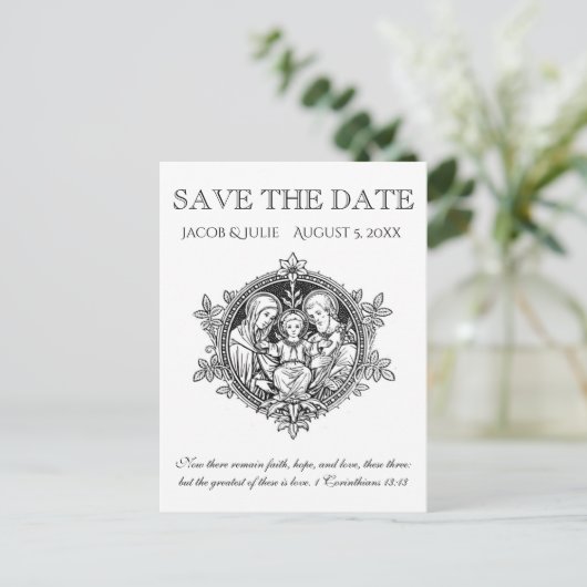 Katholische Heilige Familie SAVE THE DATE Ankündigungspostkarte (Stehend Vorderseite)