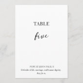 Katholische Heilige Hochzeit Tischnummer (Rückseite)