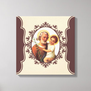 Katholische Heilige Joseph mit Kind Jesus Leinwanddruck