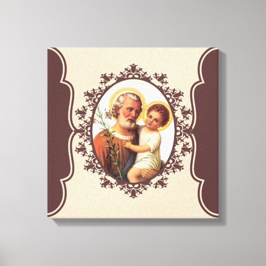 Katholische Heilige Joseph mit Kind Jesus Leinwanddruck (Vorderseite)