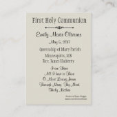 Katholische Heilige Karte für Erste Heilige Kommun (Rückseite)