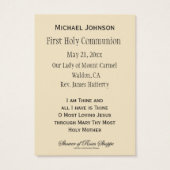 Katholische Heilige Karte Jesus Erste Heilige Komm (Rückseite)