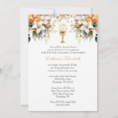 Katholische Heilige Kommunion Elegant Blumeneuchar Einladung (Rückseite)