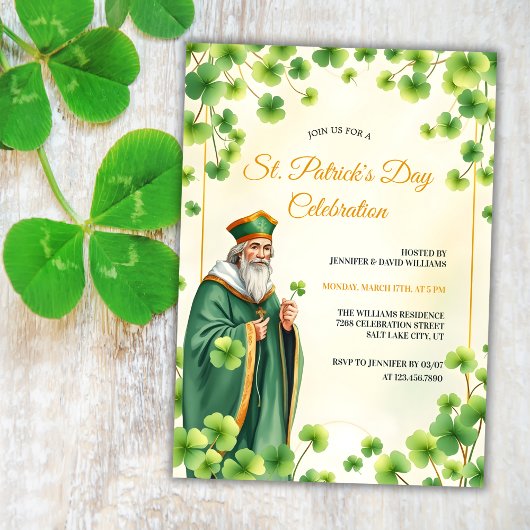 Katholische Heilige und Kleeblätter St. Patricks T Einladung