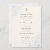Katholische hellblaue florale Hochzeit Einladung (Rückseite)