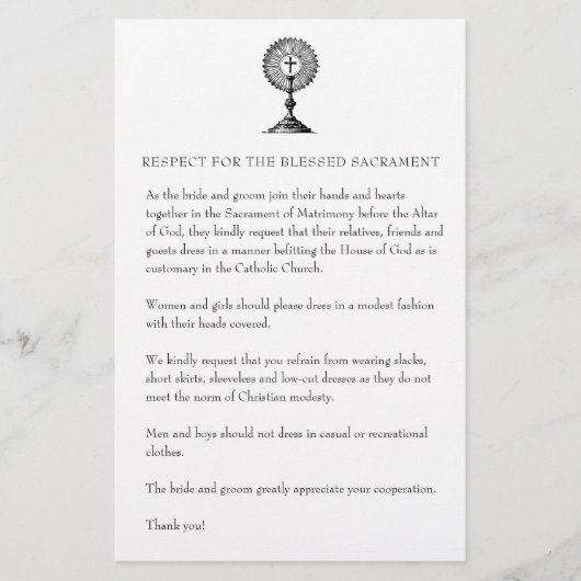 Katholische Hochzeit bescheidene Kirchenbekleidung Briefpapier (Vorderseite)