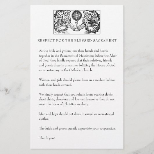 Katholische Hochzeit bescheidene Kirchenbekleidung Briefpapier (Vorderseite)