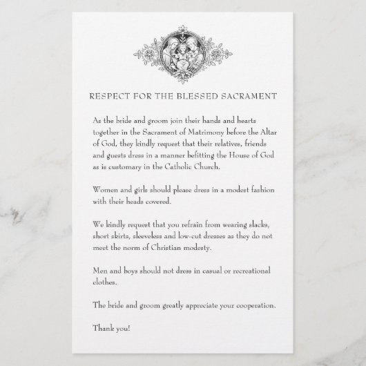 Katholische Hochzeit bescheidene Kirchenbekleidung Briefpapier (Vorderseite)