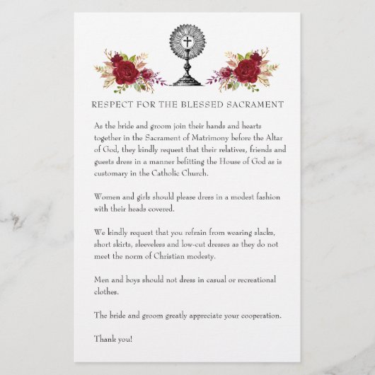 Katholische Hochzeit bescheidene Kirchenbekleidung Briefpapier (Vorderseite)