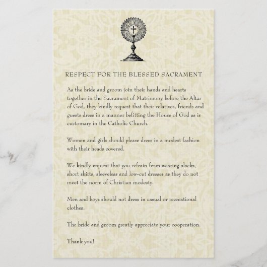 Katholische Hochzeit bescheidene Kirchenbekleidung Briefpapier (Vorderseite)