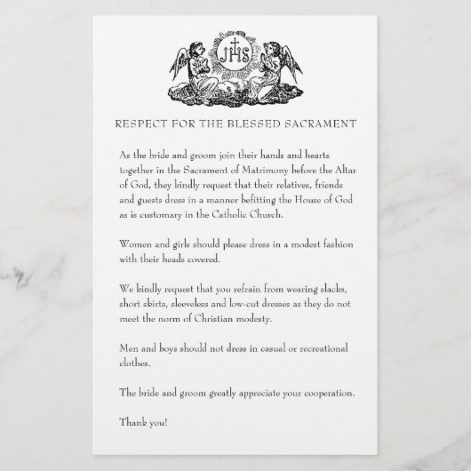 Katholische Hochzeit bescheidene Kirchenbekleidung Briefpapier (Vorderseite)