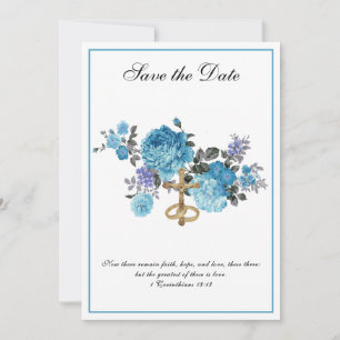 Katholische Hochzeit Blauer Blauer Flor Religiöse Save The Date