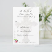 Katholische Hochzeit der Rose Nuptial RSVP Karte (Stehend Vorderseite)