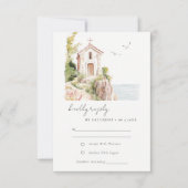Katholische Hochzeit der Wasserfarbenkirche RSVP Karte (Vorderseite)
