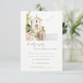 Katholische Hochzeit der Wasserfarbenkirche RSVP Karte (Stehend Vorderseite)