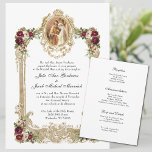 Katholische Hochzeit & Empfänge mit Blumen und Gol Einladung<br><div class="desc">Mit einer schönen traditionellen katholischen eleganten Vintage Hochzeit Einladung der Betrothal der Jungfrau Maria & St. Joseph mit Goldrahmen aus Jahrgang und Maronblumen aus Klartext mit goldenen Akzenten. Ein weiterer schöner Rahmen aus Gold umgibt den Text. Der gesamte Text kann leicht angepasst werden. Seien Sie sicher und durchstöbern Sie unsere...</div>