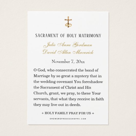 Katholische Hochzeit Heilige Karte Marian Cross (Rückseite)