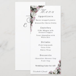 Katholische Hochzeit in Rosa und Weiß Menükarte