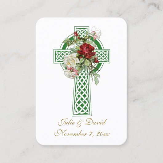 Katholische Hochzeit Irish Cross Gunst Heilige Kar Visitenkarte (Vorderseite)