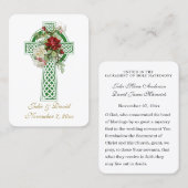 Katholische Hochzeit Irish Cross Gunst Heilige Kar Visitenkarte (Vorne/Hinten)