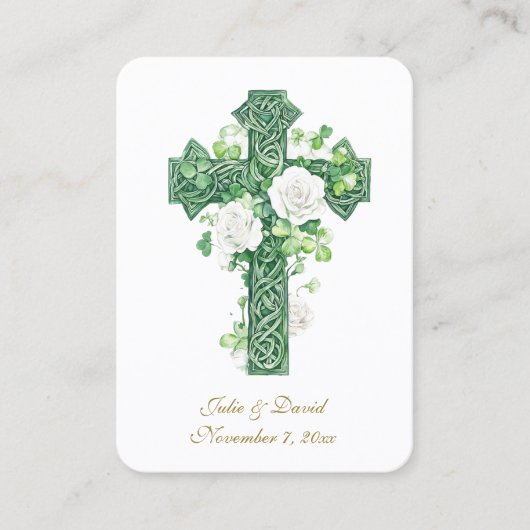 Katholische Hochzeit Irish Cross Gunst Heilige Kar Visitenkarte (Vorderseite)