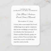 Katholische Hochzeit Irish Cross Gunst Heilige Kar Visitenkarte (Rückseite)