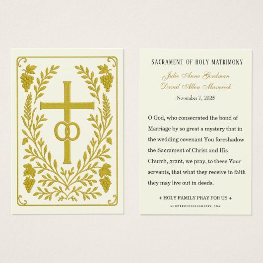 Katholische Hochzeit Keepake | Gold Cross (Vorne & Hinten)