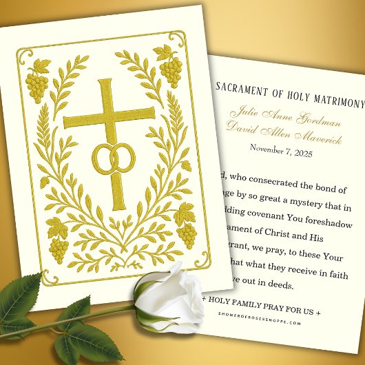Katholische Hochzeit Keepake | Gold Cross