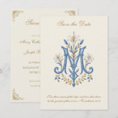 Katholische Hochzeit Marianisches Monogramm Save The Date (Vorne/Hinten)