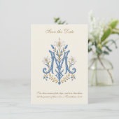 Katholische Hochzeit Marianisches Monogramm Save The Date (Stehend Vorderseite)