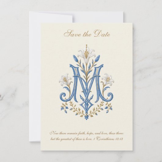 Katholische Hochzeit Marianisches Monogramm Save The Date (Vorderseite)