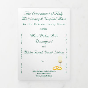 Katholische Hochzeit Nuptial Grace Dreifach-gefaltete Programmkarte