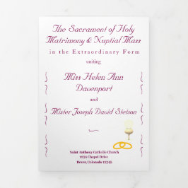 Katholische Hochzeit Nuptial Grace Dreifach-gefaltete Programmkarte