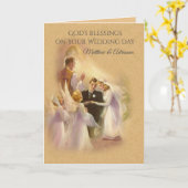 Katholische Hochzeit Priester Engel Bride Groom Karte (Gelbe Blume)