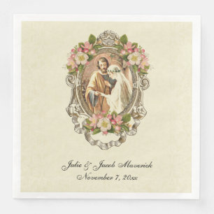 Katholische Hochzeit Vintage Jungfrau Mary St. Jos Serviette