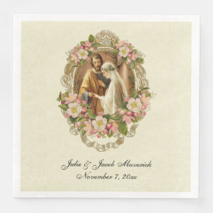 Katholische Hochzeit Vintage Jungfrau Mary St. Jos Serviette