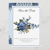 Katholische Hochzeitblauer Rose Religiös Save The Date (Vorne/Hinten)