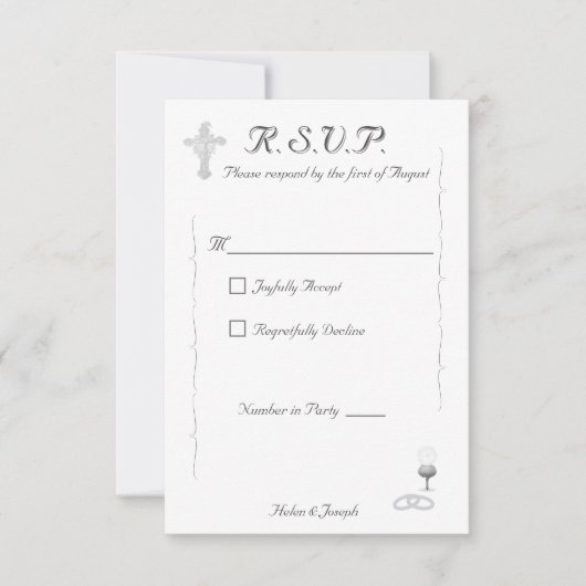 Katholische Hochzeitsantwortkarte Nuptial Grace RSVP Karte (Vorderseite)