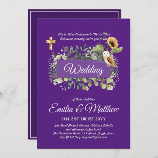 Katholische Hochzeitseinladungen Florenz Elegante Einladung (Vorne/Hinten)