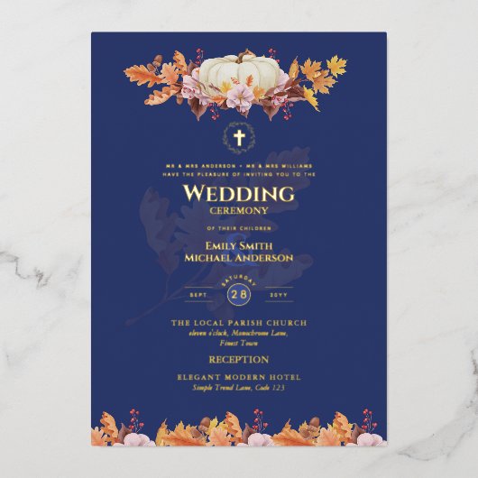 Katholische Hochzeitseinladungen Herbst Kürnkins Folieneinladung (Vorderseite)